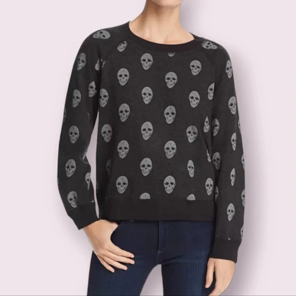 Monrow Skull Print Sweatshirt Women's Size S - Picture 2 of 9
